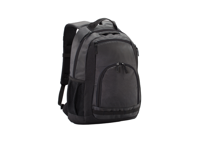 Black Port Authority backpack with padded straps and multiple zippered compartments for carrying gear and equipment.