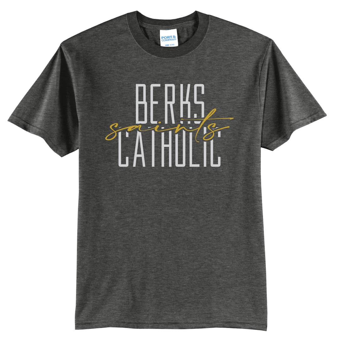 Berks Catholic Saints Tee | Modern Stacked Type School Spirit Shirt