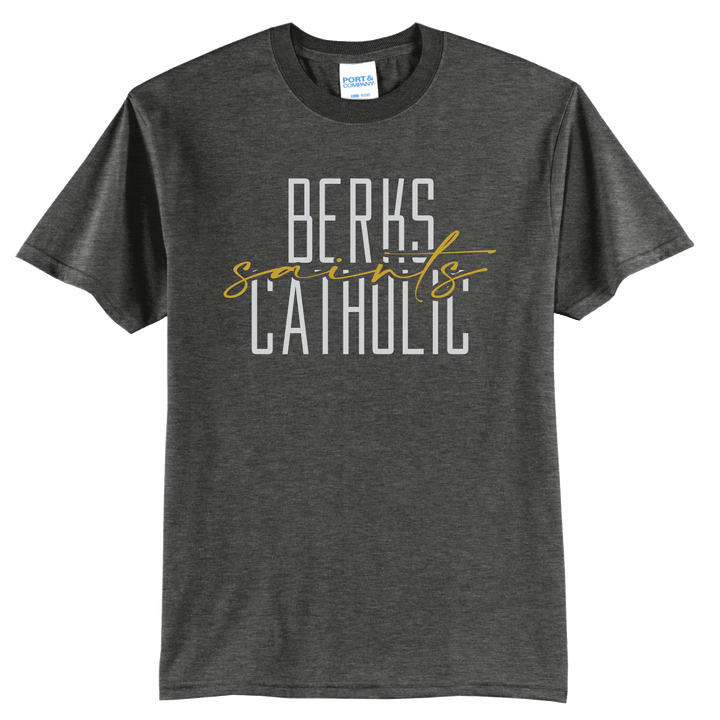 Berks Catholic Saints Tee | Modern Stacked Type School Spirit Shirt
