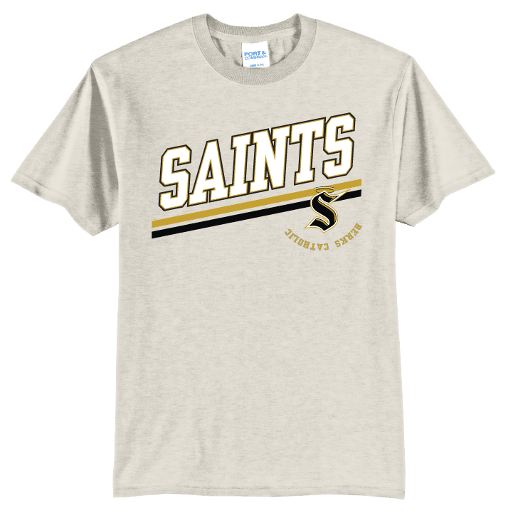 Berks Catholic Saints Varsity Stripe T-Shirt | Berks Catholic School Spirit Tee