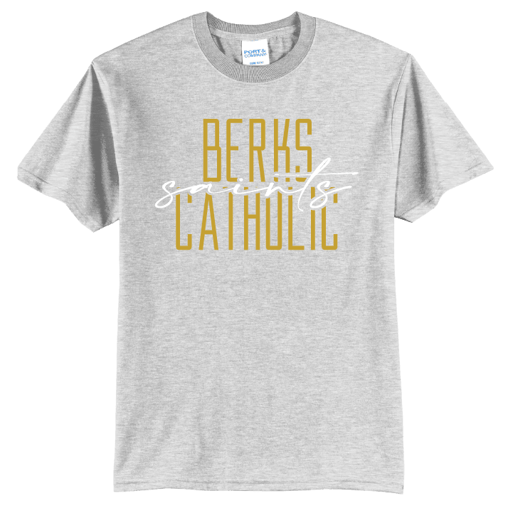 Berks Catholic Saints Stacked Script T-Shirt | School Spirit Tee