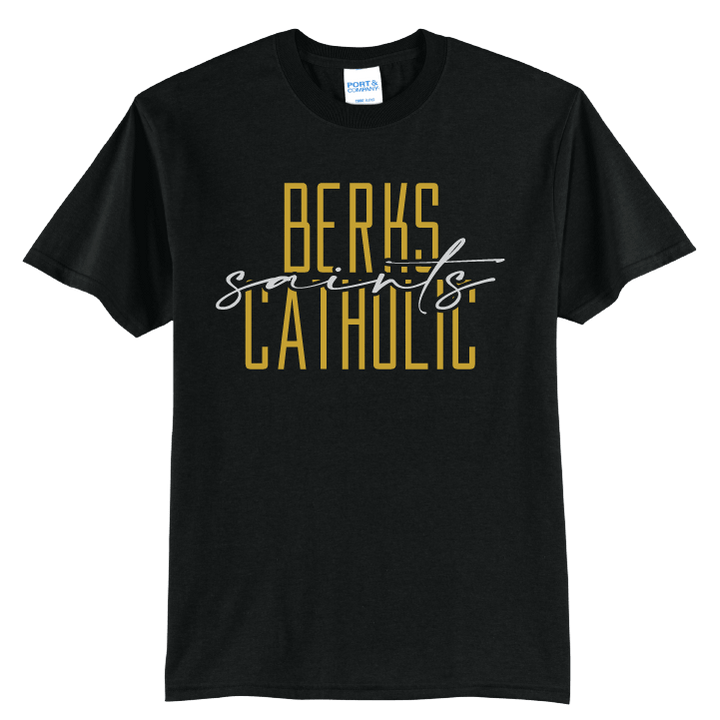 Berks Catholic Saints Stacked Script T-Shirt | School Spirit Tee