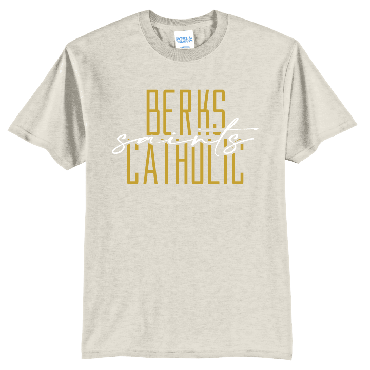 Berks Catholic Saints Stacked Script T-Shirt | School Spirit Tee
