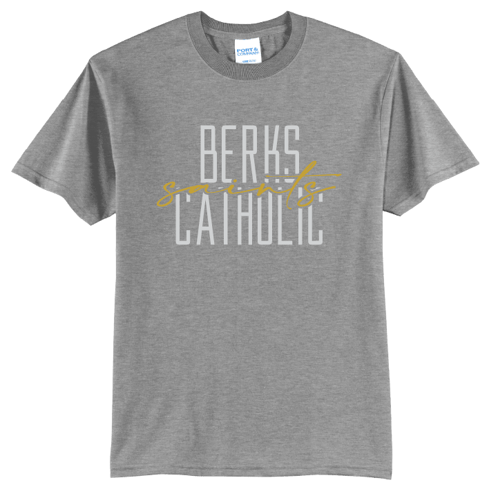 Berks Catholic Saints Tee | Modern Stacked Type School Spirit Shirt