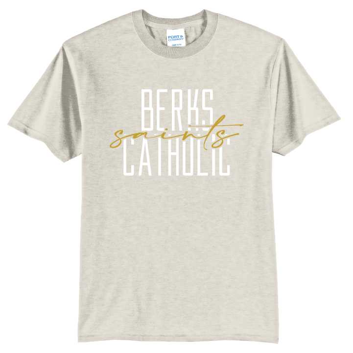 Berks Catholic Saints Tee | Modern Stacked Type School Spirit Shirt