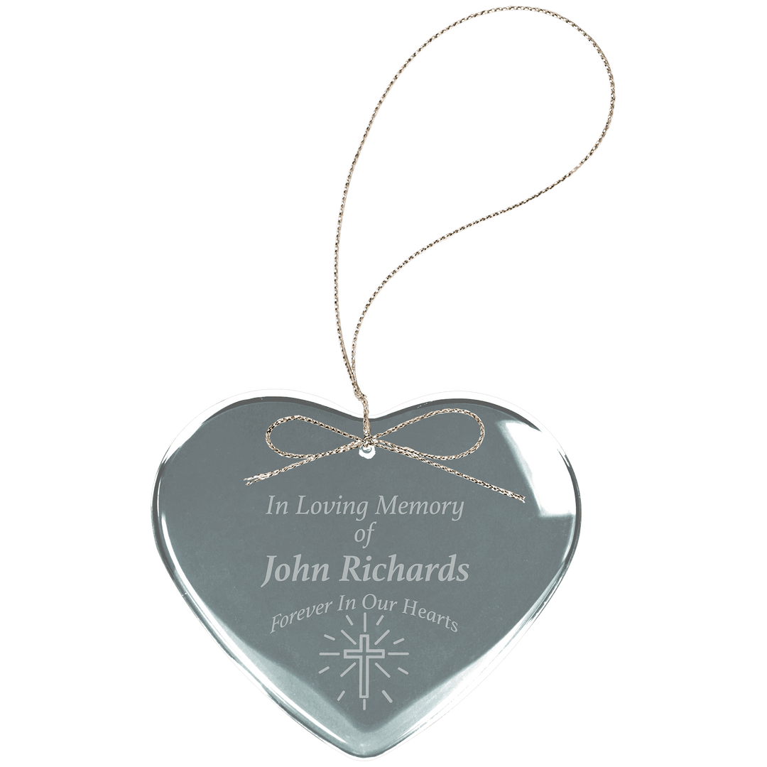 Engraved Crystal Ornament with Logo or Name in Heart
