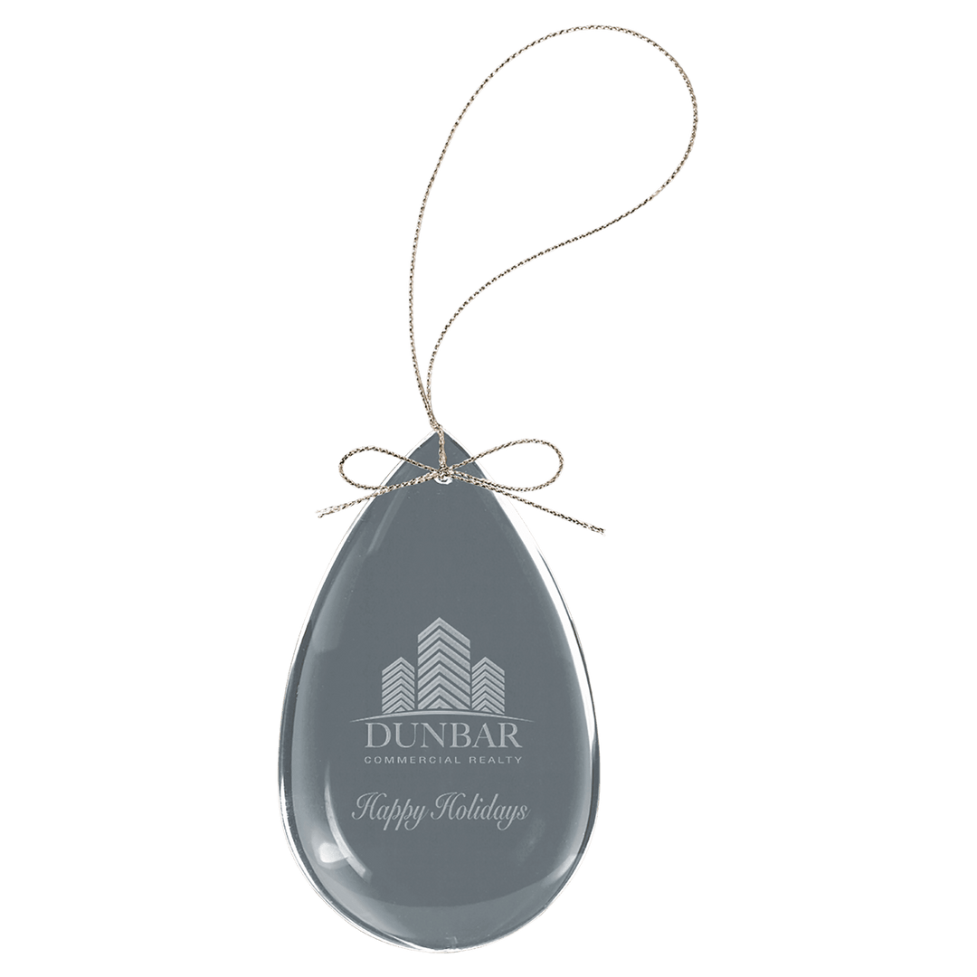 Engraved Crystal Ornament with Logo or Name in Teardrop