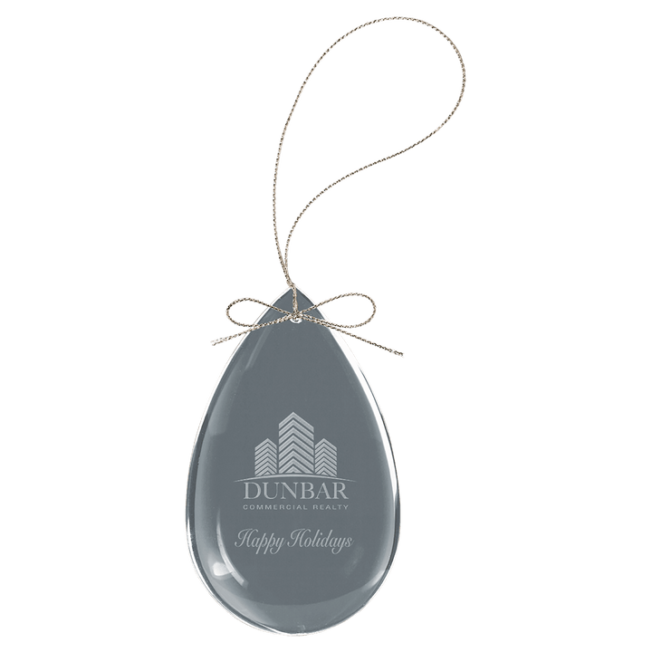 Engraved Crystal Ornament with Logo or Name in Teardrop