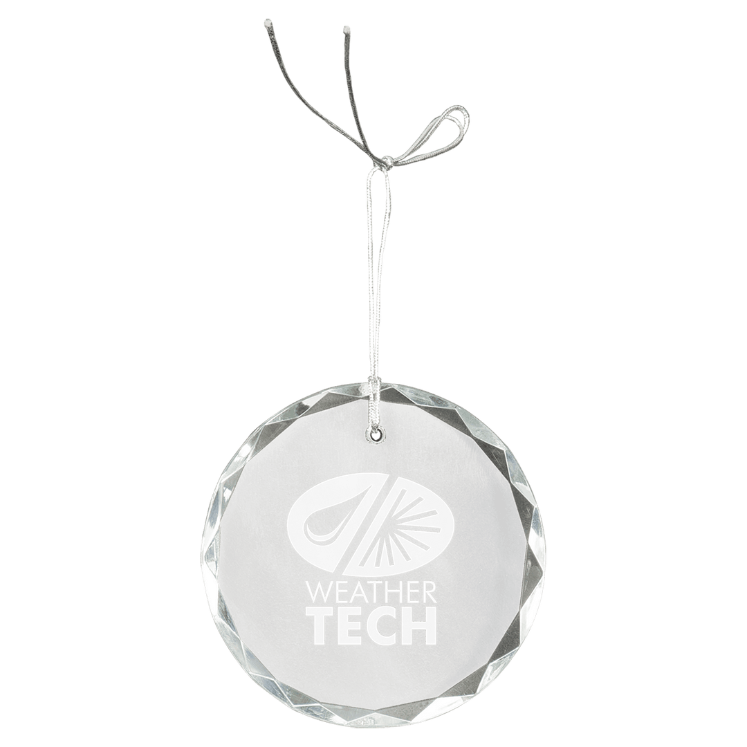 Engraved Crystal Ornament with Logo or Name in Round Faceted