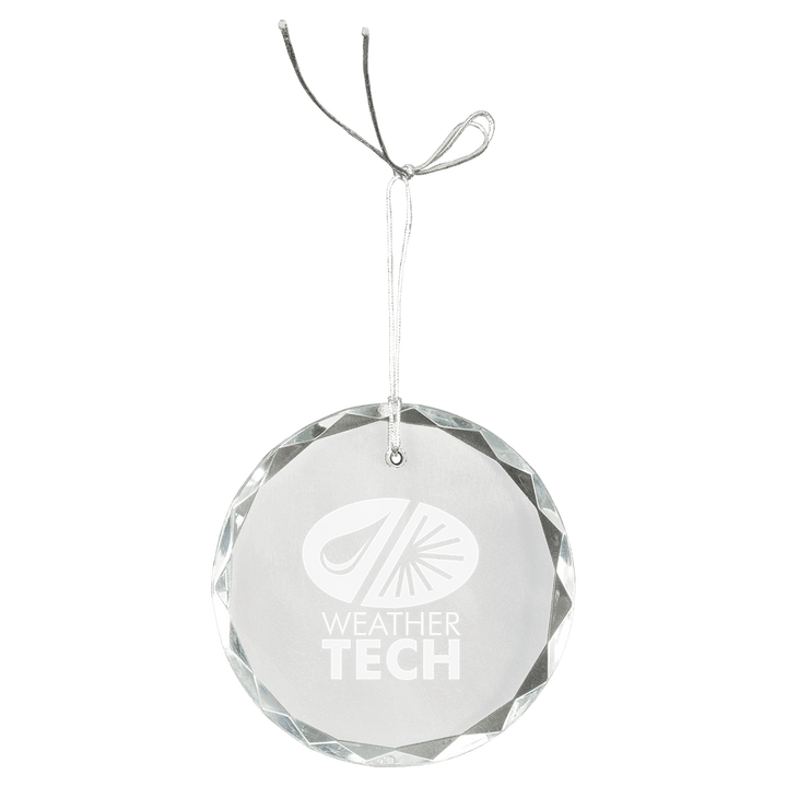 Engraved Crystal Ornament with Logo or Name in Round Faceted