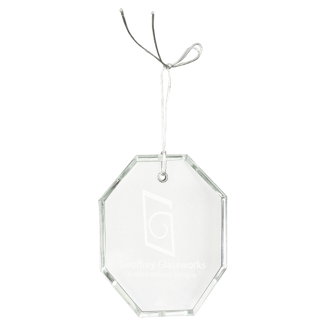 Engraved Crystal Ornament with Logo or Name in Octagon