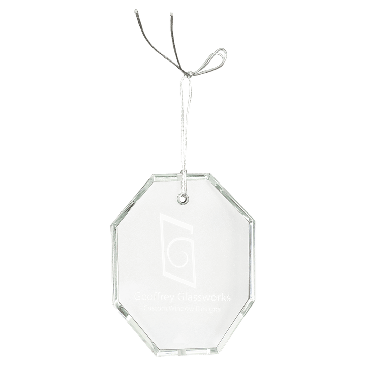 Engraved Crystal Ornament with Logo or Name in Octagon