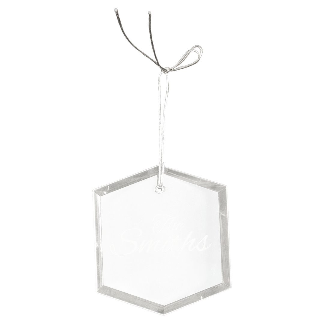 Engraved Crystal Ornament with Logo or Name in Hexagon