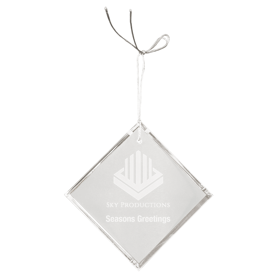 Engraved Crystal Ornament with Logo or Name in Diamond