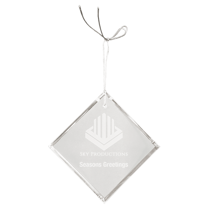 Engraved Crystal Ornament with Logo or Name in Diamond