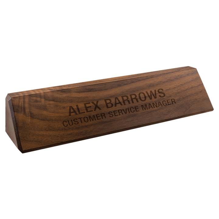Engraved Walnut Desk Name Plate in 10 1/2"