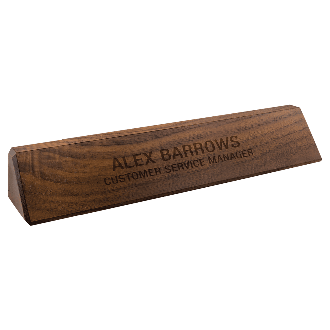 Engraved Walnut Desk Name Plate in 12 1/2"