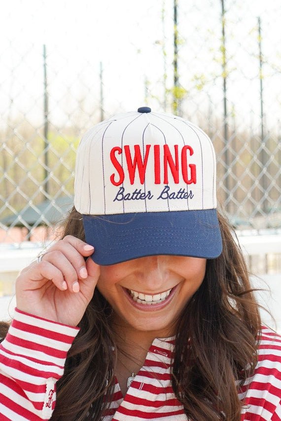 Swing Batter Batter - Navy Pinstripe Trucker Hat