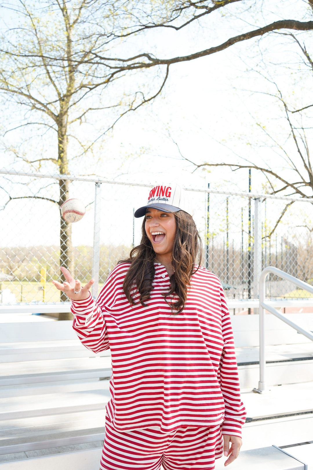 Swing Batter Batter - Navy Pinstripe Trucker Hat