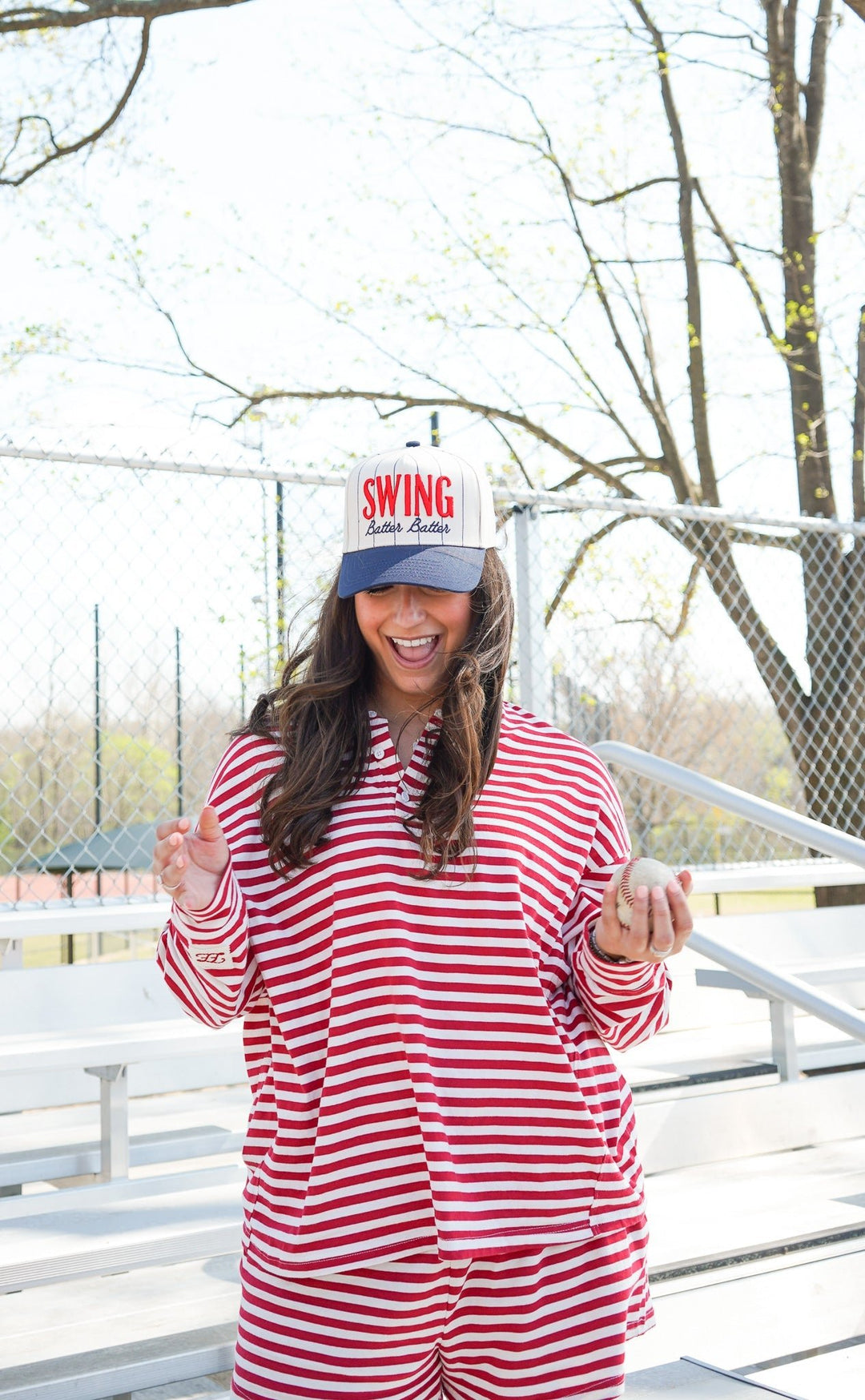 Swing Batter Batter - Navy Pinstripe Trucker Hat