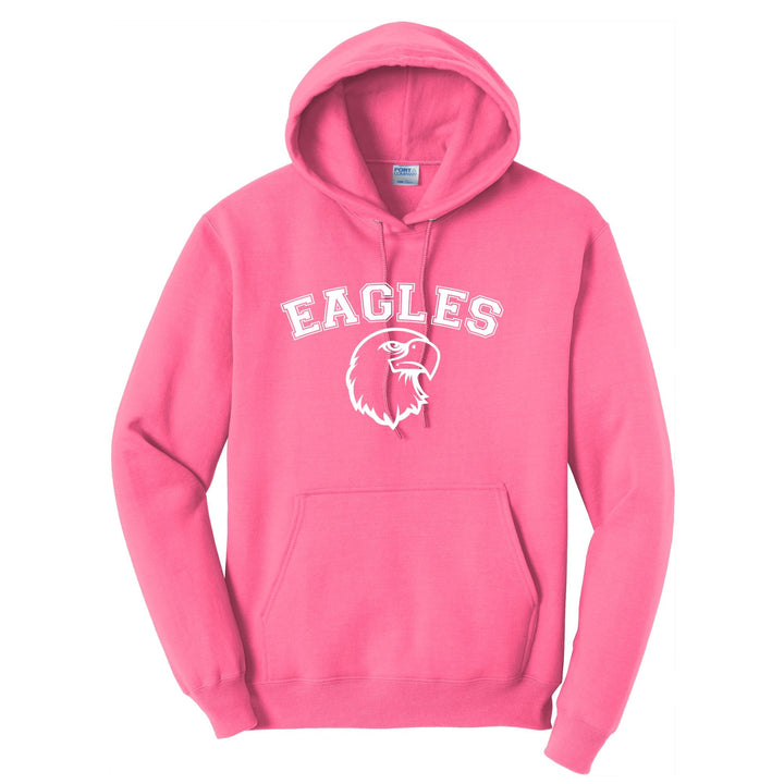 Pink hoodie with white "Eagles" text and eagle head logo on chest