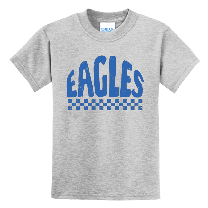 Exeter Eagles Checkered Retro Youth T-Shirt | Distressed Spirit Tee