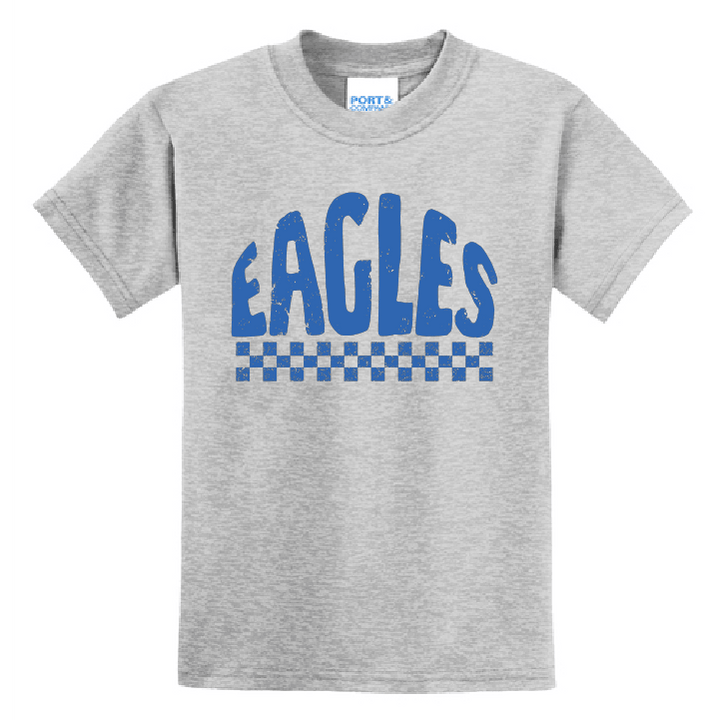 Exeter Eagles Checkered Retro Youth T-Shirt | Distressed Spirit Tee