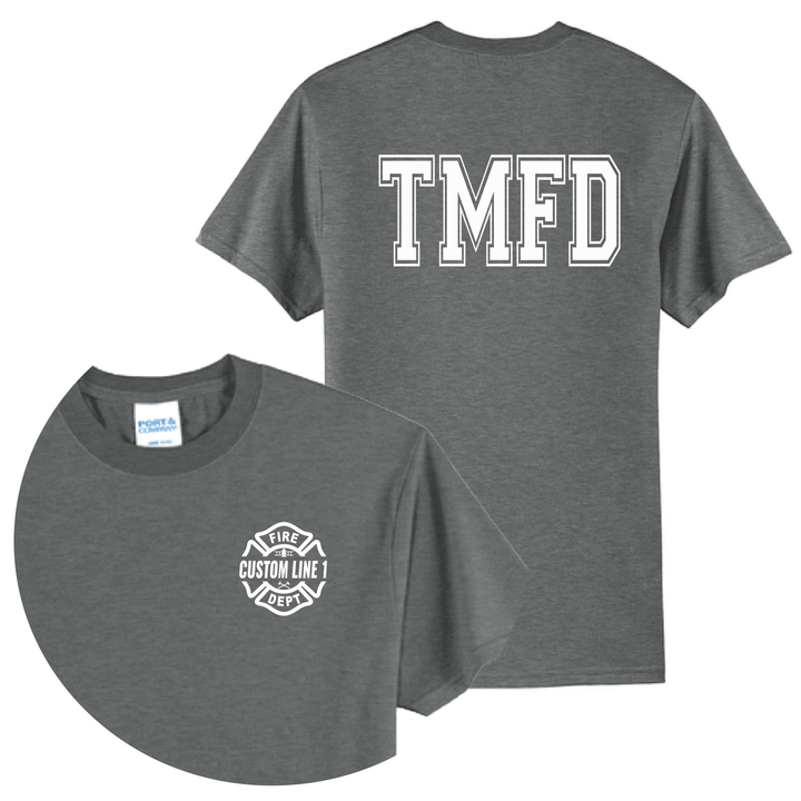 Personalized Firefighter T-Shirt — Maltese Cross &amp; Varsity Department Letters