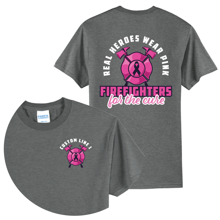 Personalized Firefighter Breast Cancer Awareness T-Shirt — Real Heroes Wear Pink