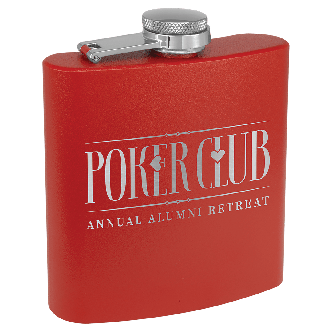 Engraved Powder Coated Flask with Logo in Red