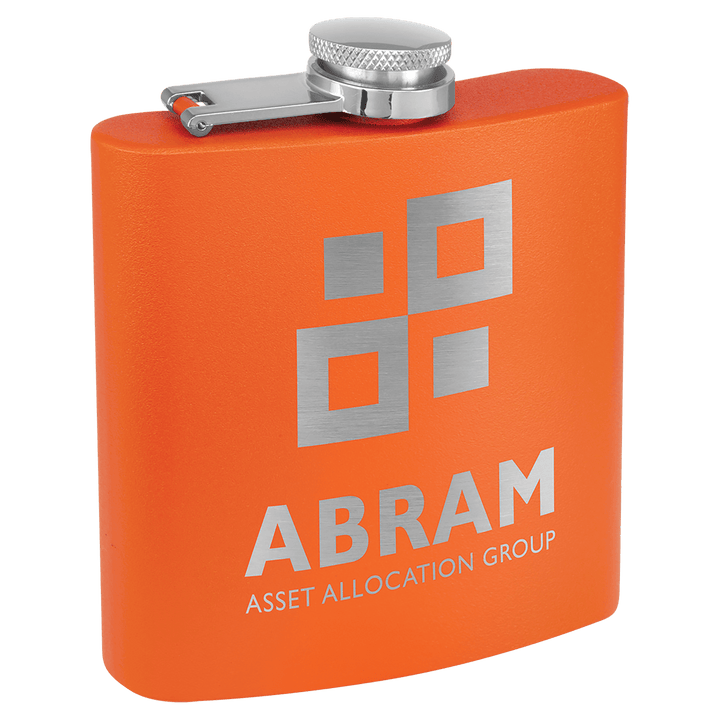 Engraved Powder Coated Flask with Logo in Orange