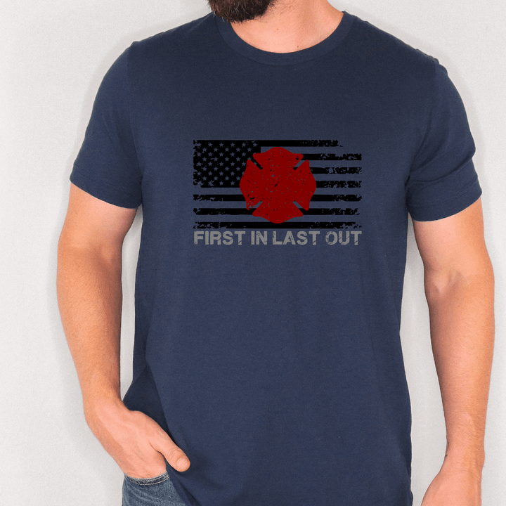 First In Last Out Firefighter Heavy Cotton™ T-Shirt