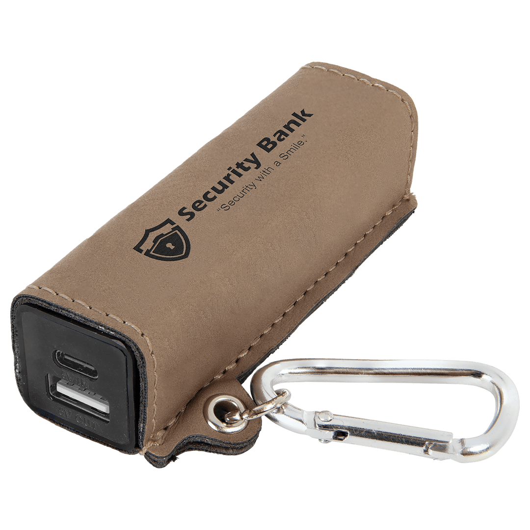 Leatherette 2200 mAh power bank in Light Brown