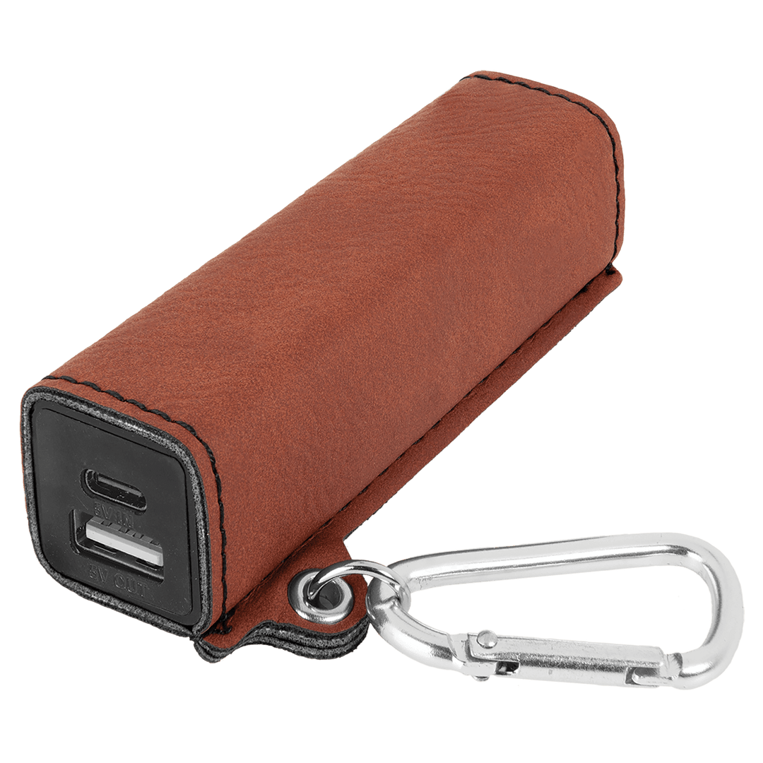 Rawhide leatherette power bank with carabiner clip