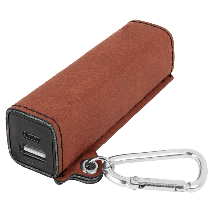 Rawhide leatherette power bank with carabiner clip
