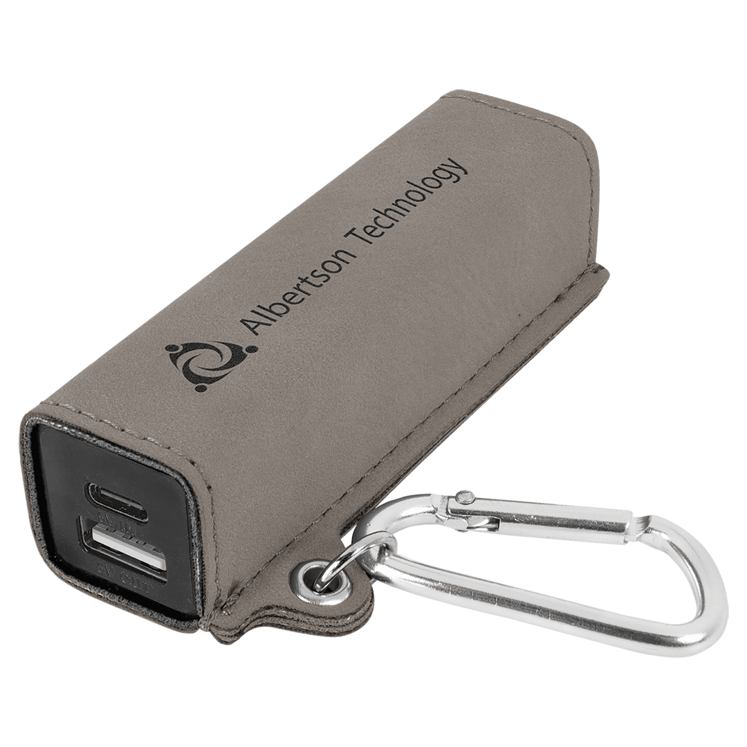 Leatherette 2200 mAh power bank in Gray