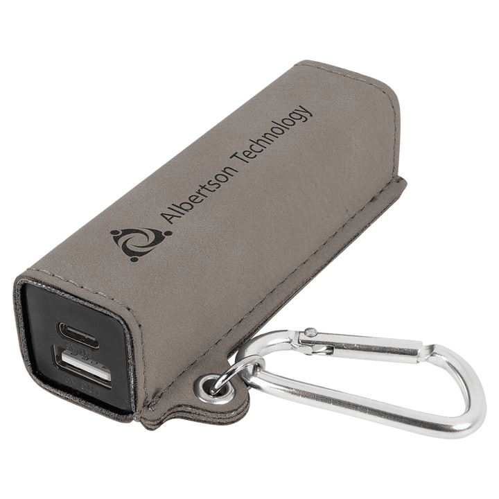 Leatherette 2200 mAh power bank in Gray