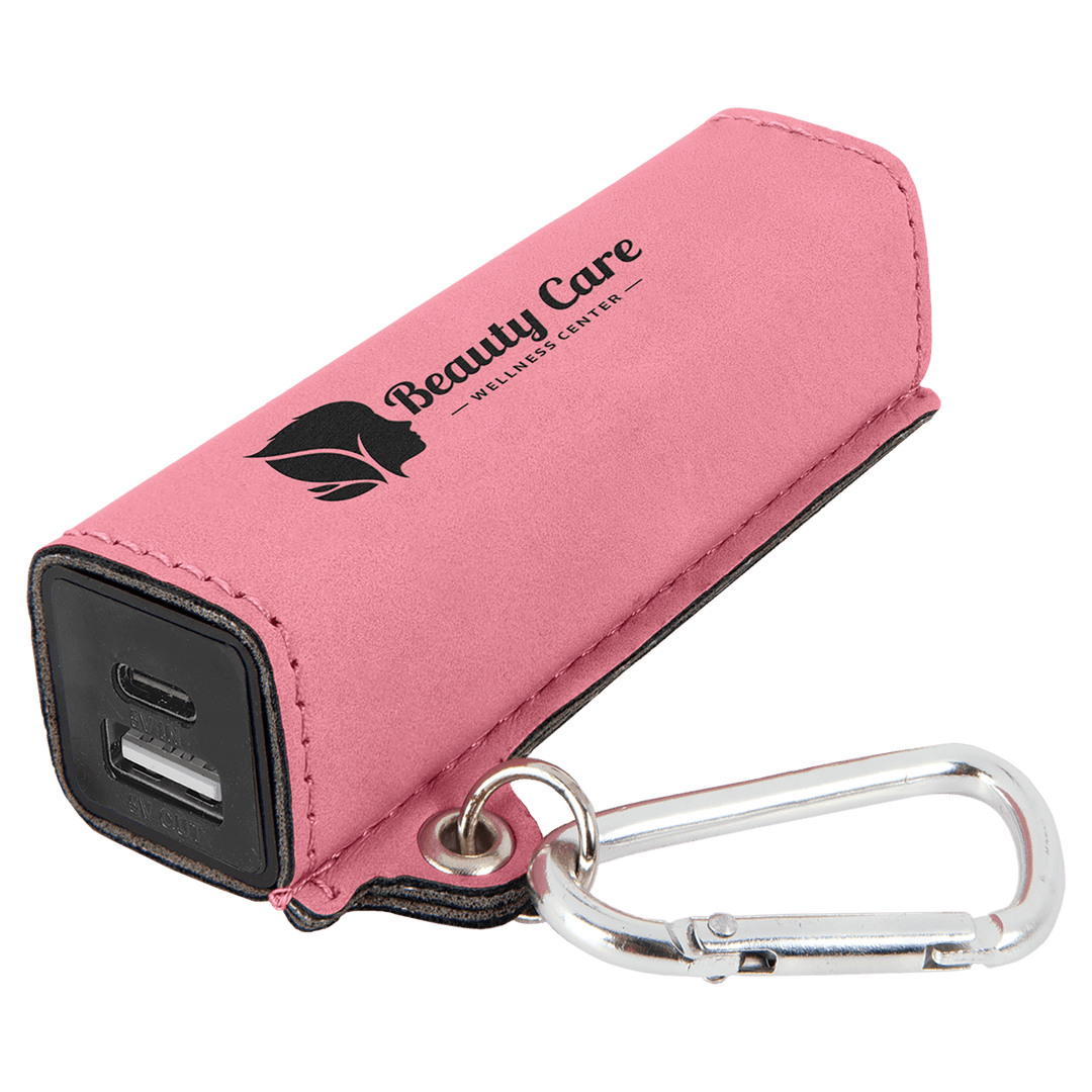 Leatherette 2200 mAh power bank in Pink