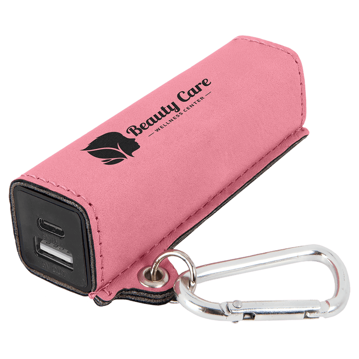 Leatherette 2200 mAh power bank in Pink