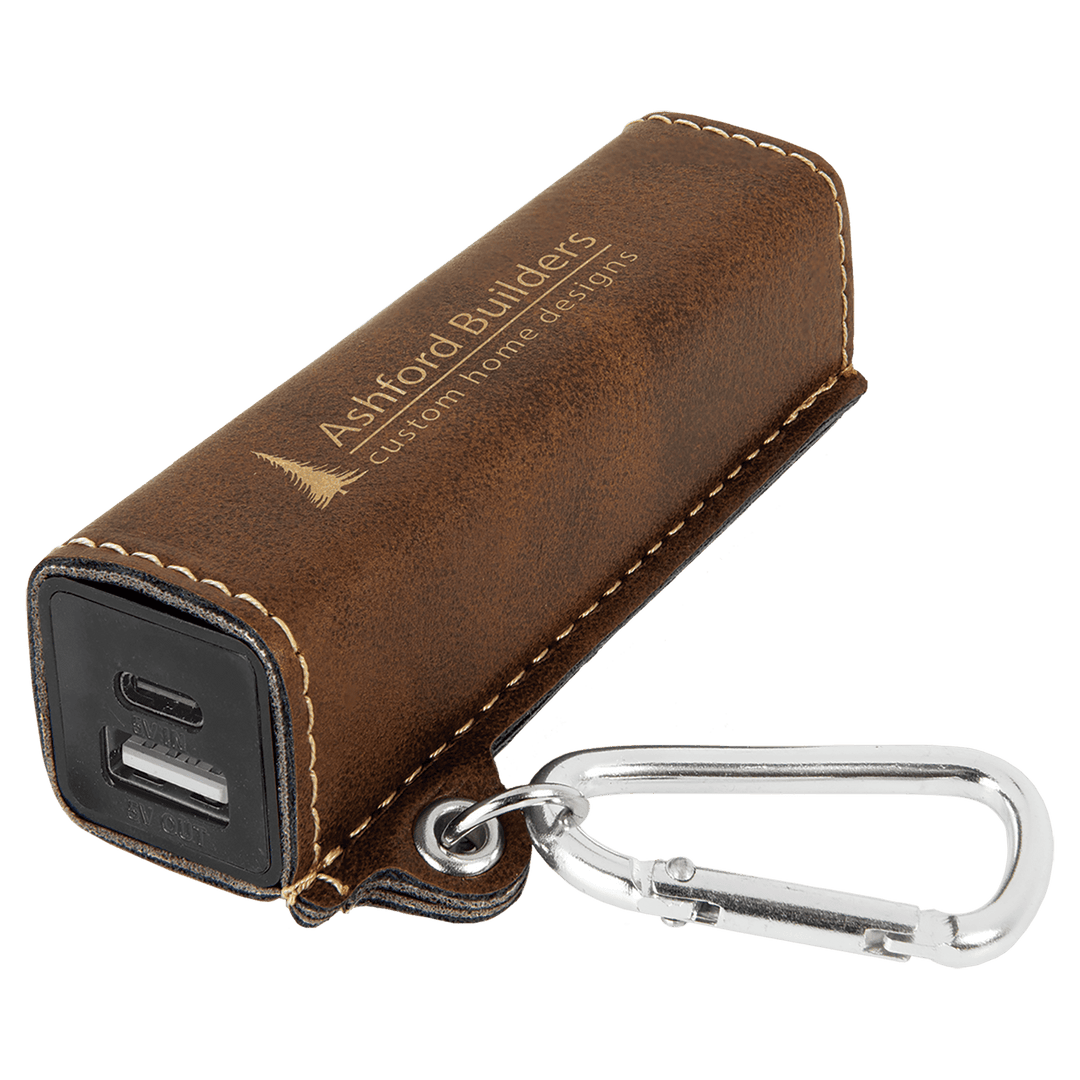 Leatherette 2200 mAh power bank in Rustic/Gold