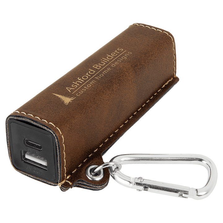 Leatherette 2200 mAh power bank in Rustic/Gold