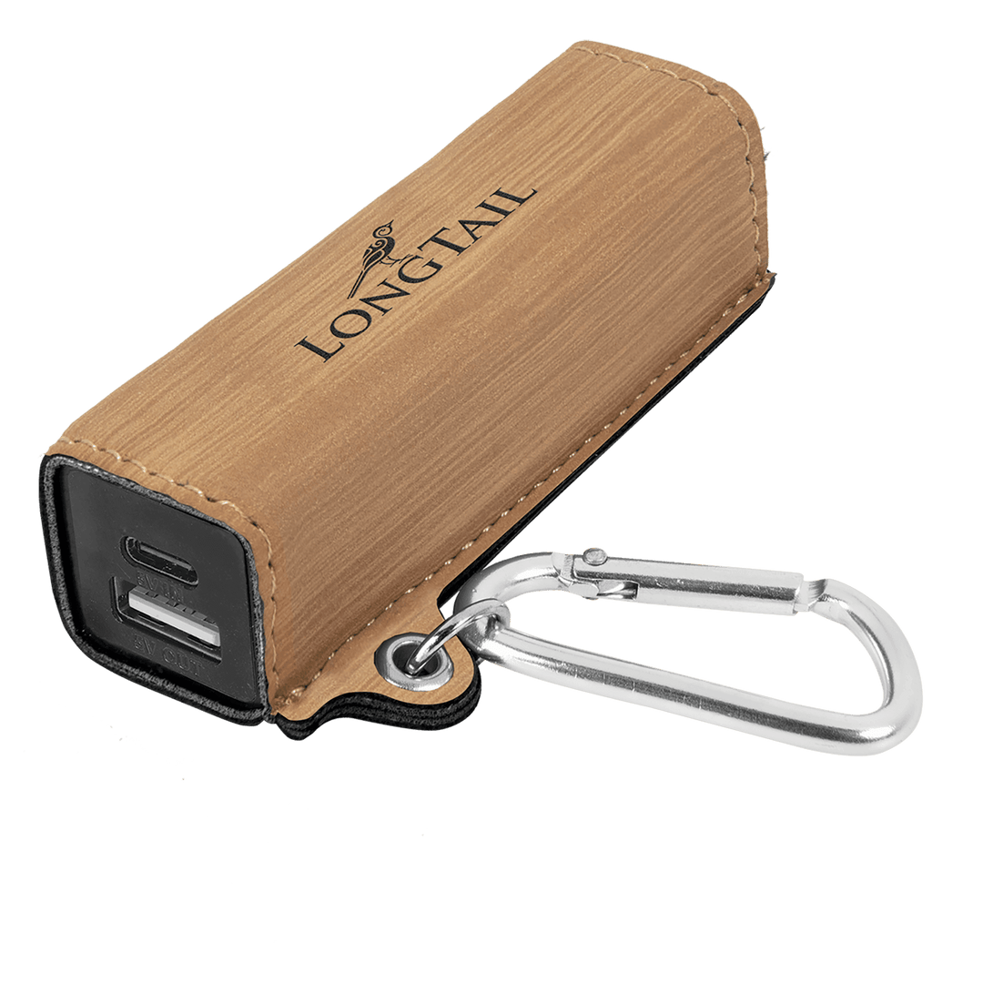 Leatherette 2200 mAh power bank in Bamboo