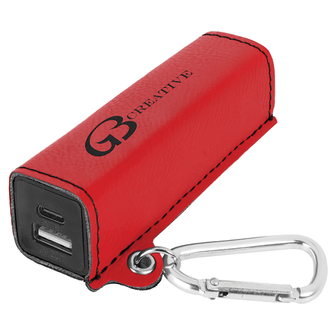 Leatherette 2200 mAh power bank in Red