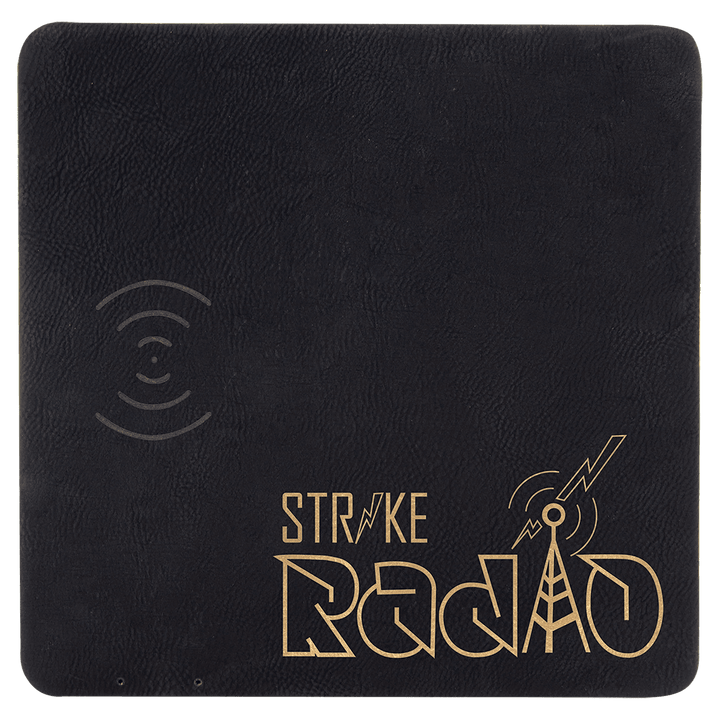 8x8 leatherette wireless charging mat in Black/Gold