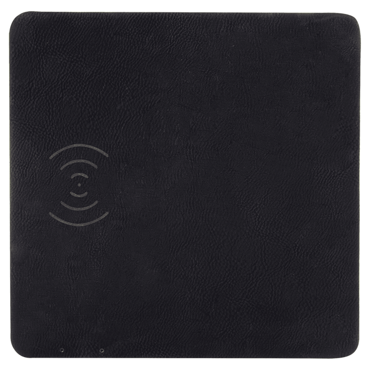 Black/silver 8 x 8 inch leatherette wireless charging mat