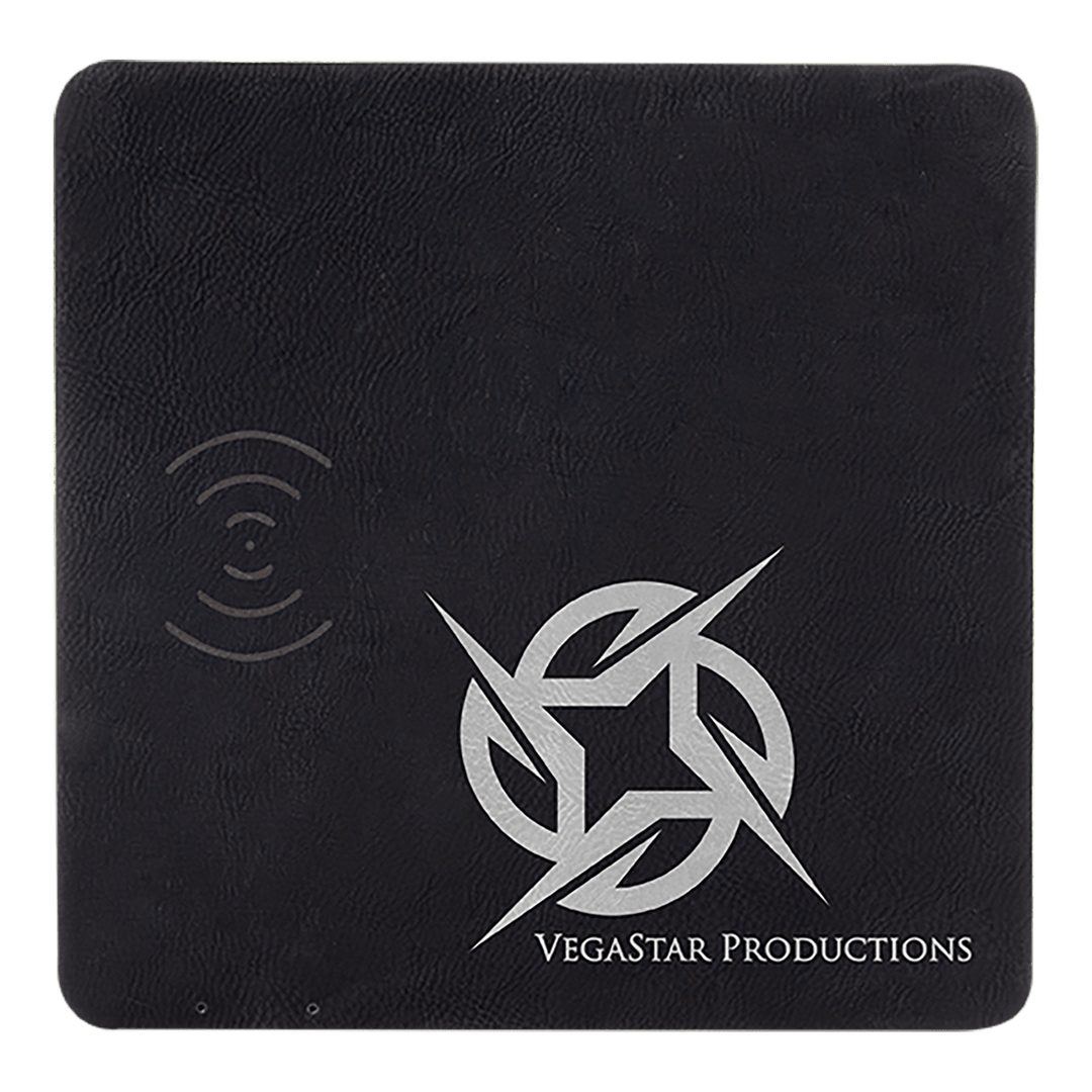 8x8 leatherette wireless charging mat in Black/Silver