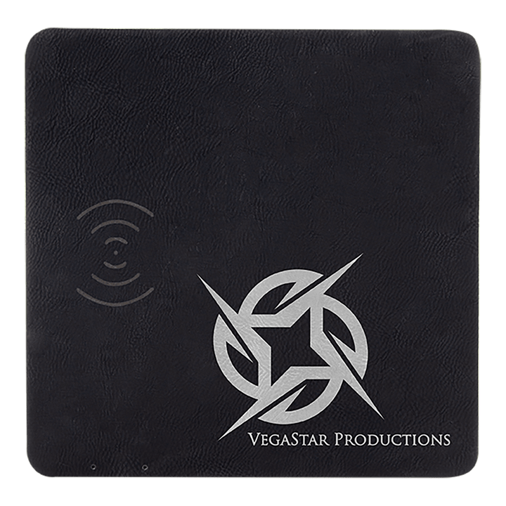 8x8 leatherette wireless charging mat in Black/Silver