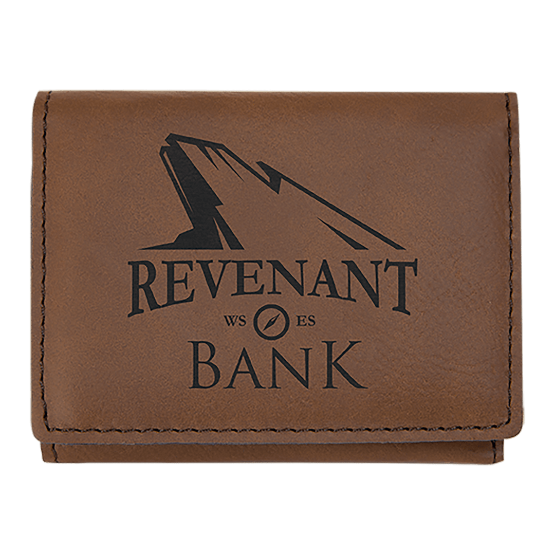 Dark Brown 3" x 4" Laserable Leatherette Trifold Wallet