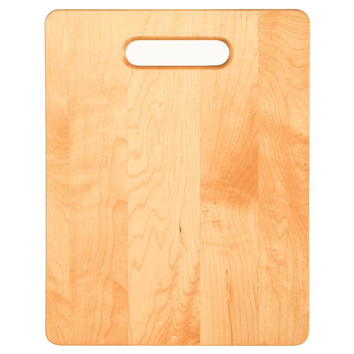 11 1/2 x 8 3/4 inch maple cutting board with handle cutout