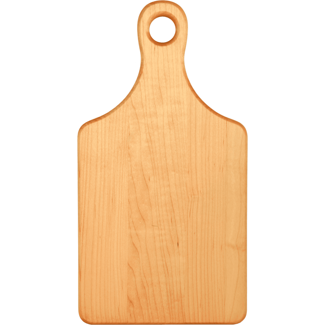 Maple paddle cutting board with hanging hole